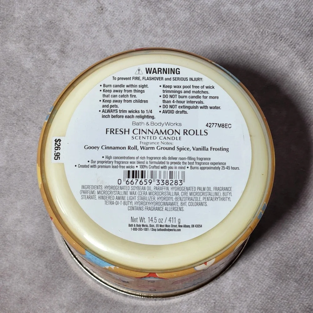 Bath & Body Works Fresh Cinnamon Rolls 3-Wick Scented Candle 14.5oz Holiday Jar - Picture 4 of 4
